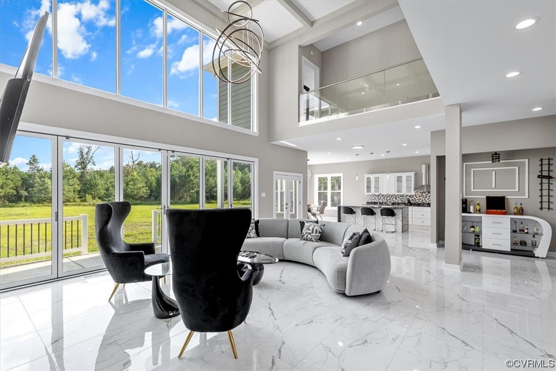 First floor features gorgeous bright open layout,