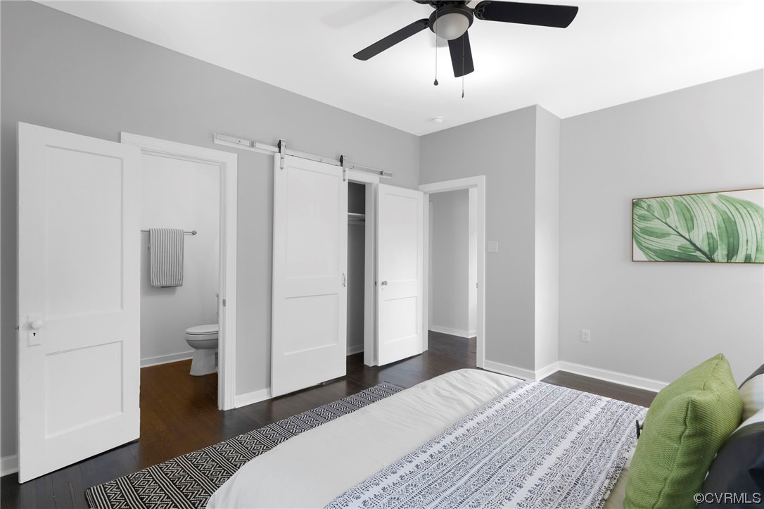 Primary Bedroom view of closet and bathroom.
