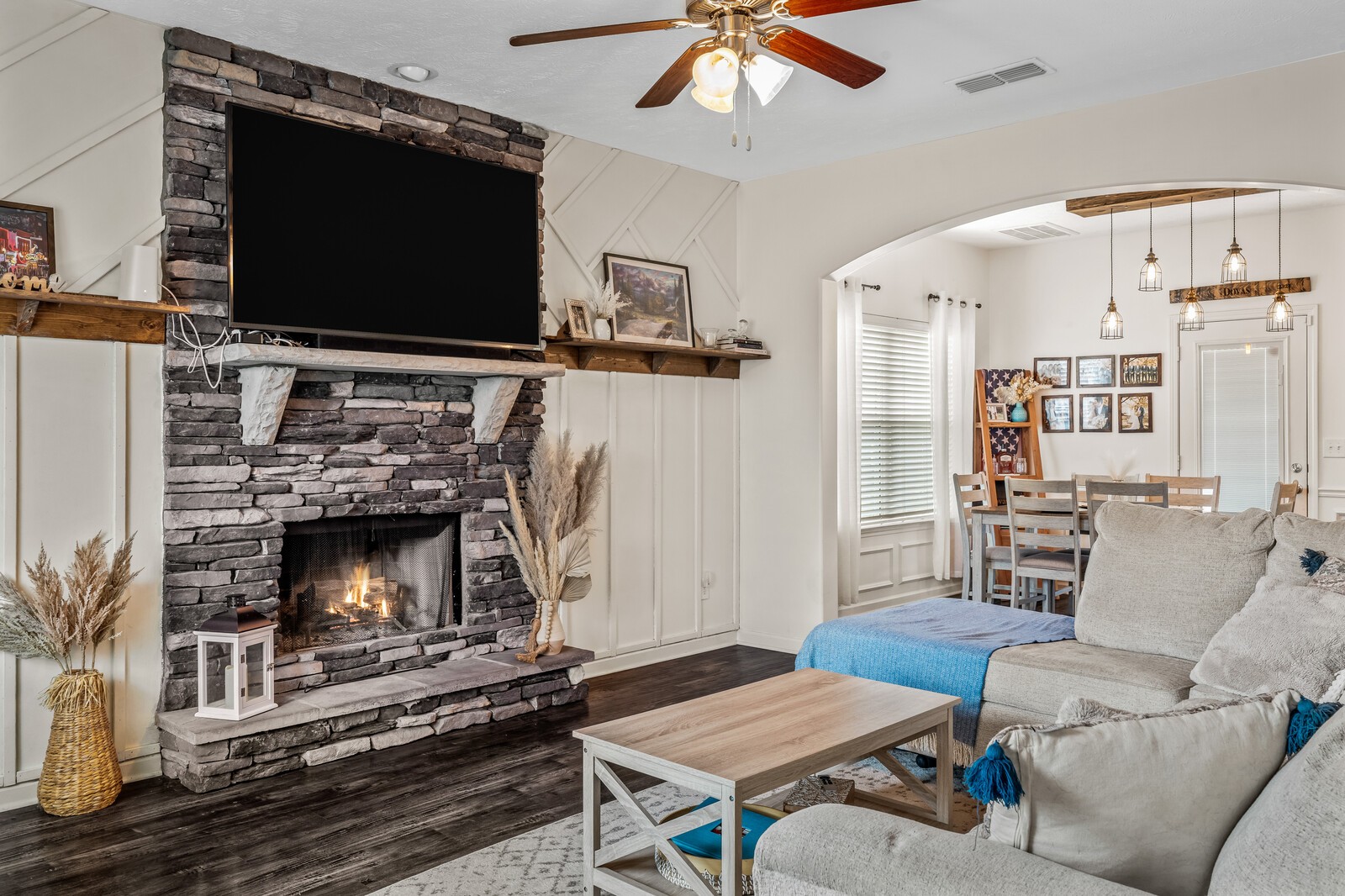 This open concept dining area allows for entertaining guests, with plenty of space to spread out.