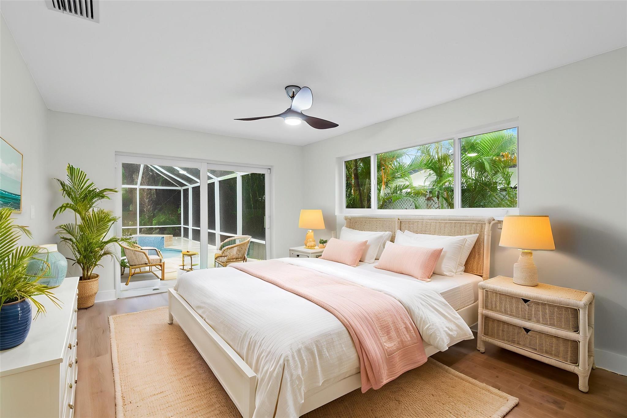 Virtually staged primary bedroom