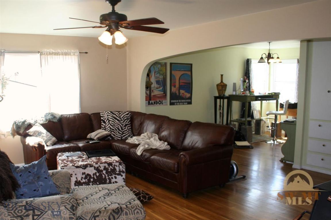 Living room with wood floors