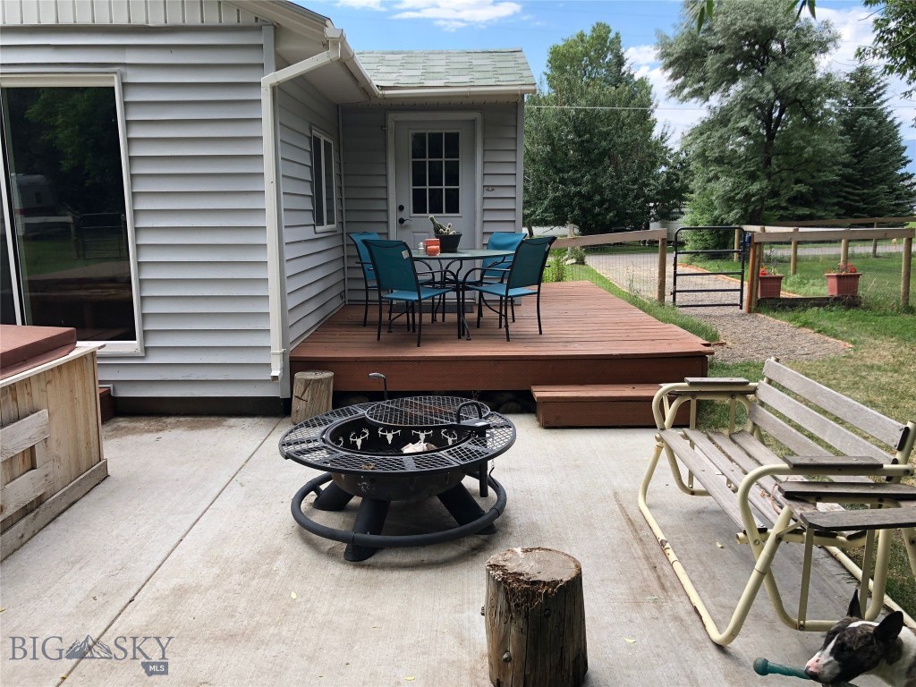 Deck, Patio, Hot tub and sliding glass doors on th